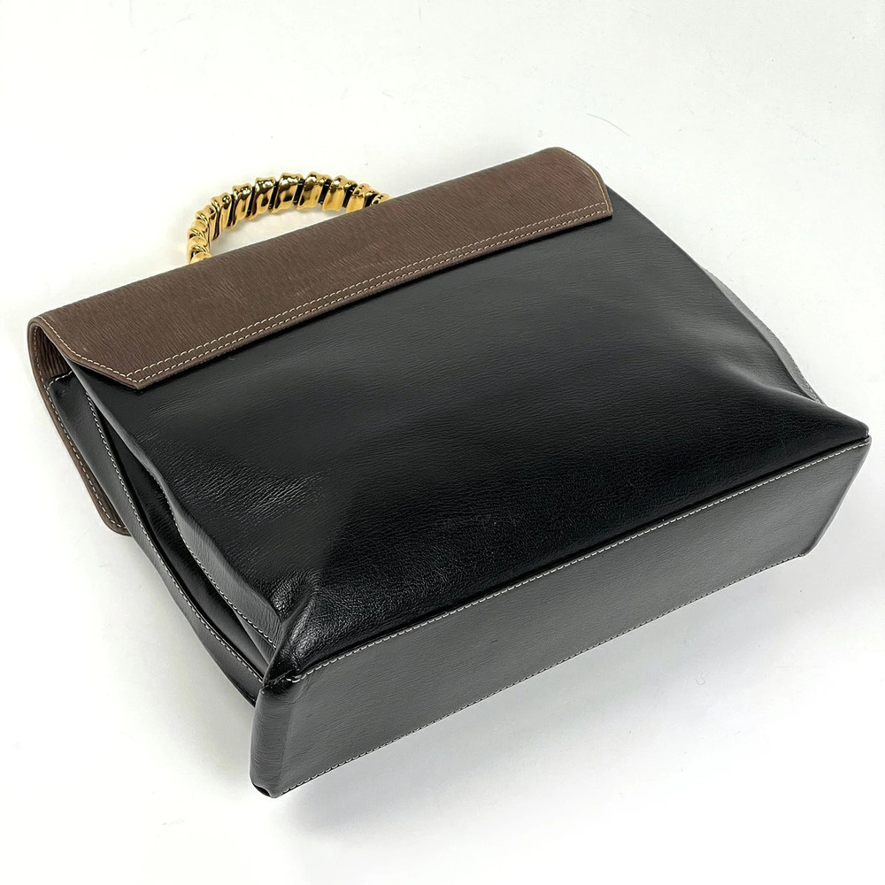 Loewe Velzquez logo brown leather black handbag